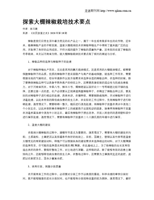探索大棚辣椒栽培技术要点