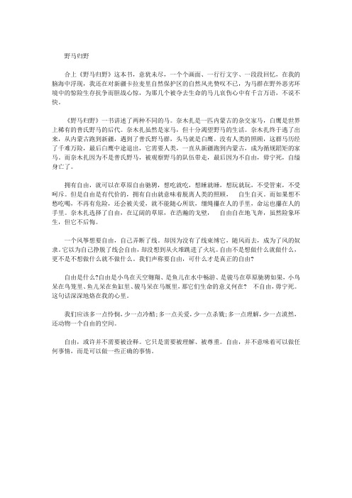 野马归野读书笔记