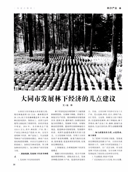 大同市发展林下经济的几点建议