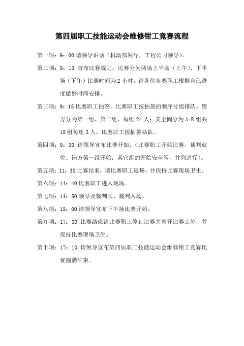 第四届职工技能运动会维修钳工竟赛流程
