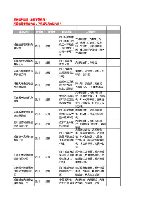 新版四川省熔接机工商企业公司商家名录名单联系方式大全21家