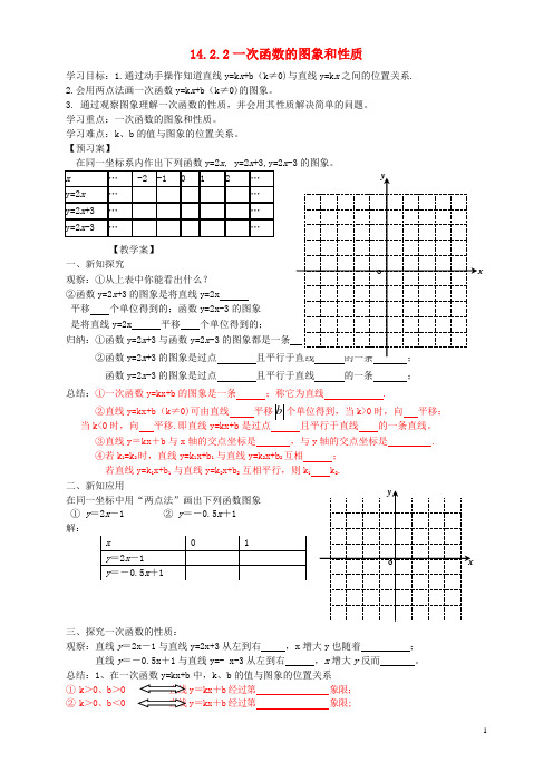湖北省武汉市为明实验学校八年级数学《14.2.2.2一次函数的图象和性质》导学案(无答案)