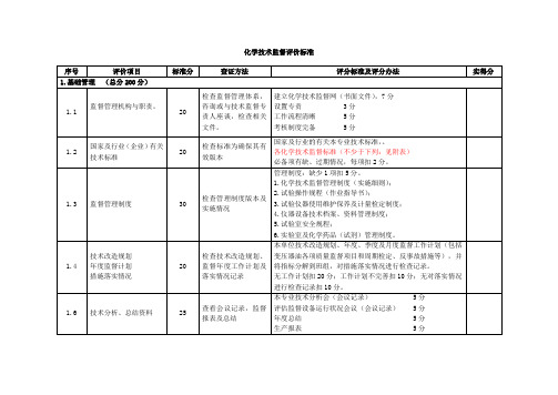 化学技术监督评价标准