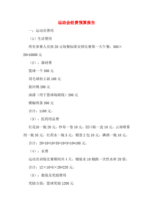 运动会经费预算报告