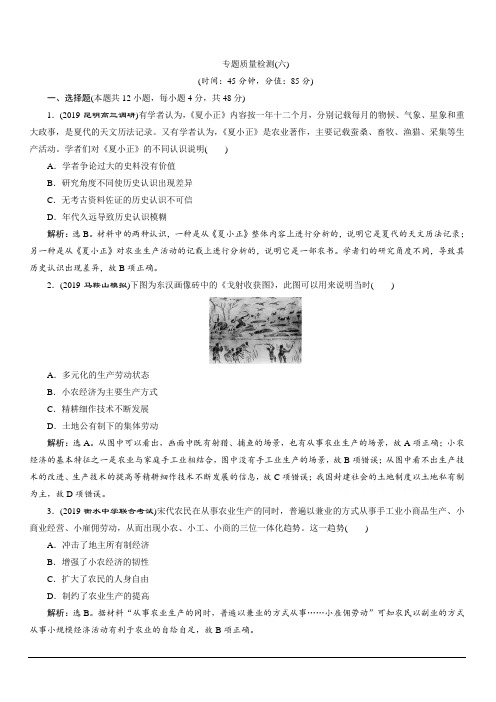 2020高考人民版历史大一轮复习练习：专题质量检测(六) 含解析