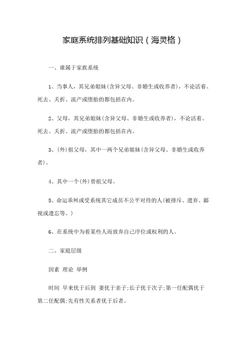 家庭系统排列基础知识