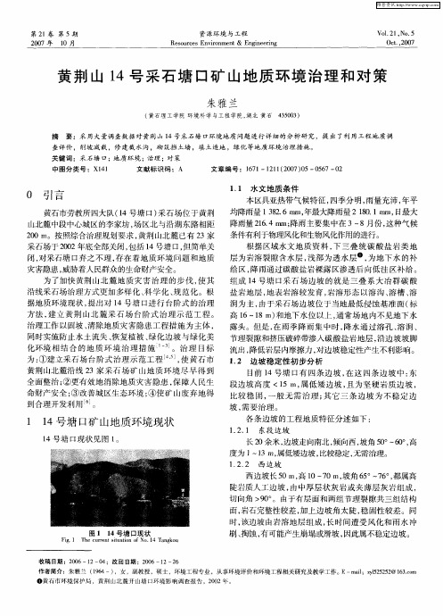 黄荆山14号采石塘口矿山地质环境治理和对策