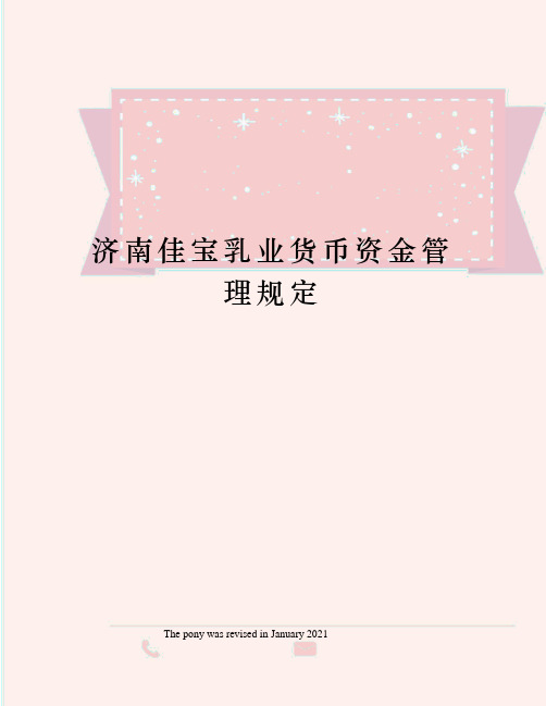 济南佳宝乳业货币资金管理规定