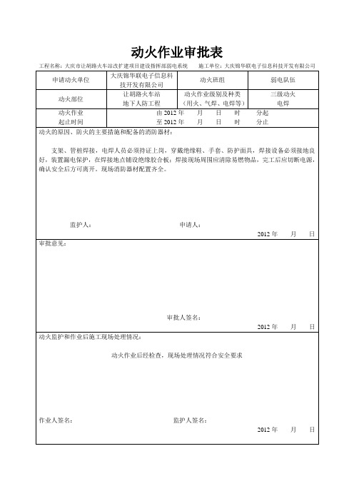 (完整版)动火作业审批表