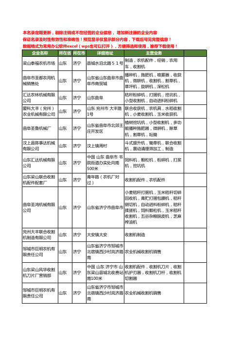 新版山东省济宁收割机工商企业公司商家名录名单联系方式大全94家