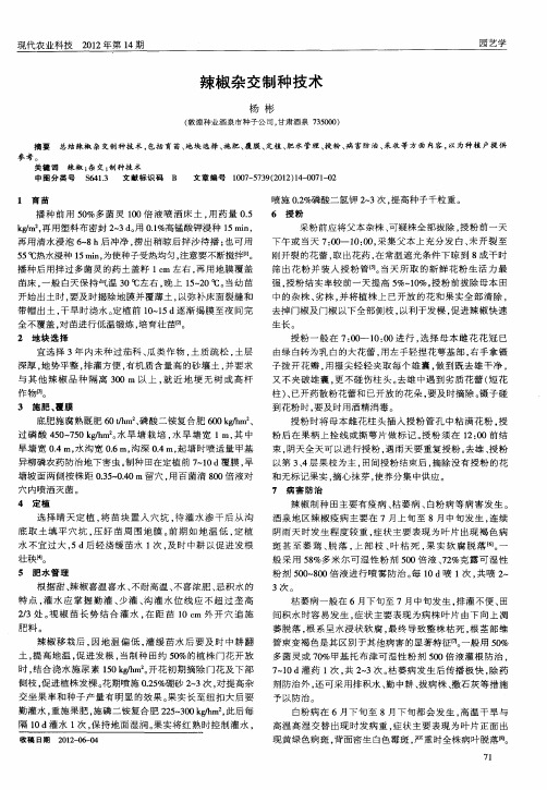 辣椒杂交制种技术