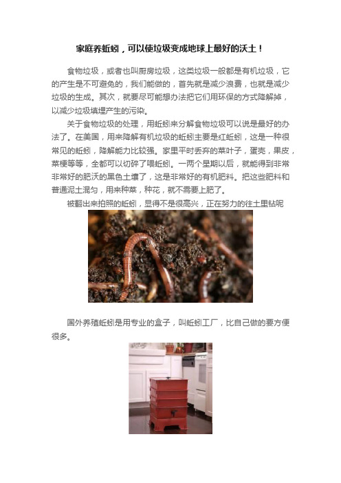 家庭养蚯蚓，可以使垃圾变成地球上最好的沃土！