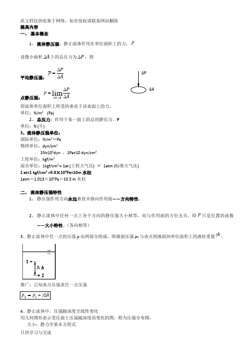 初中物理竞赛浮力、压强经典题目大全知识讲解