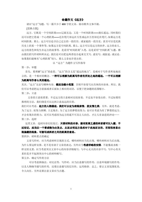 命题作文“远方”导写及示例