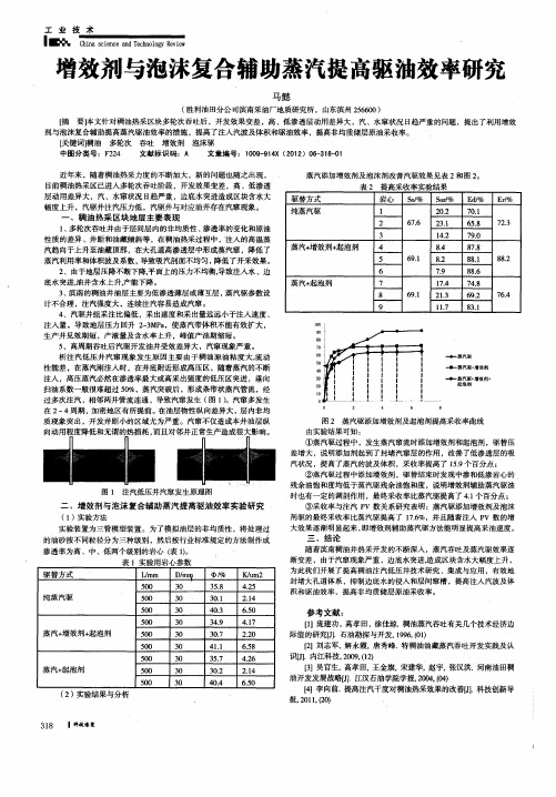 增效剂与泡沫复合辅助蒸汽提高驱油效率研究