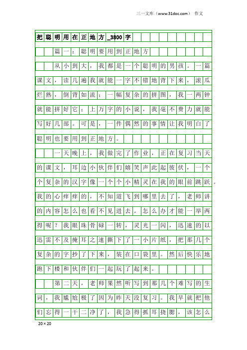作文：把聪明用在正地方_3800字