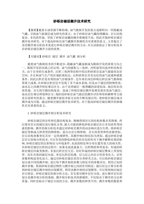砂砾岩储层测井技术研究