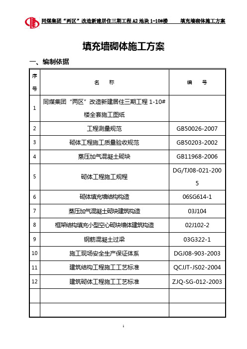 填充墙砌体施工方案