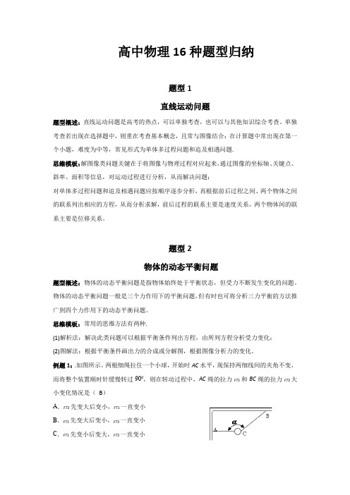 高中物理16种题型归纳
