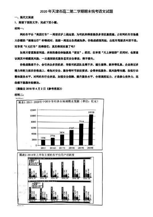 2020年天津市高二第二学期期末统考语文试题含解析
