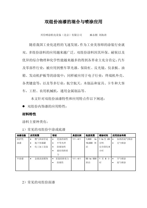 双组份油漆的混合与喷涂应用