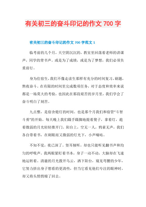 有关初三的奋斗印记的作文700字