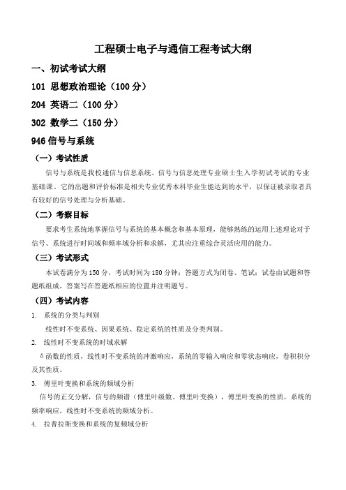工程硕士电子与通信工程考试大纲