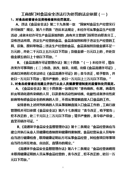 (安全生产)食品安全违法行为处罚依据