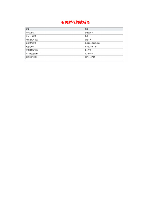 乐至县二小小学语文 常用歇后语分类大全 有关鲜花的歇后语小学语文常用歇后语分类大全有关鲜花的歇后语