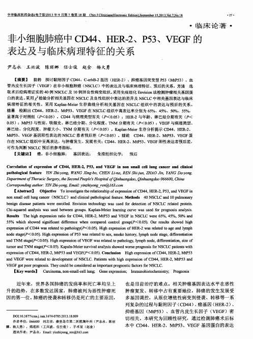 非小细胞肺癌中CD44、HER-2、P53、VEGF的表达及与临床病理特征的关系