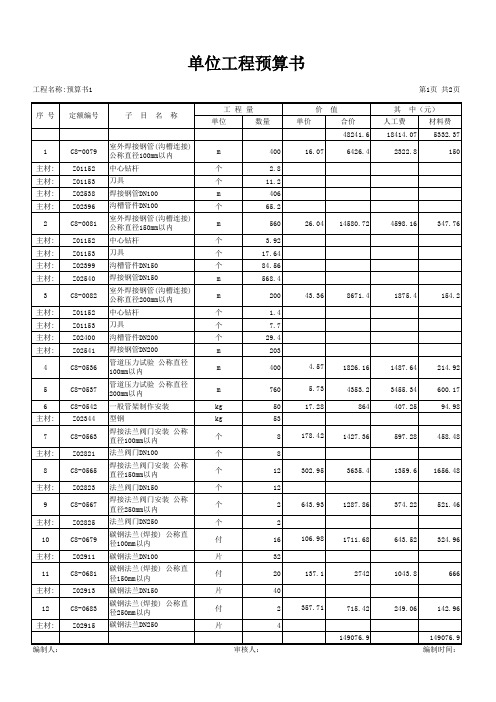 单位工程预算书(基本单位)-竖向