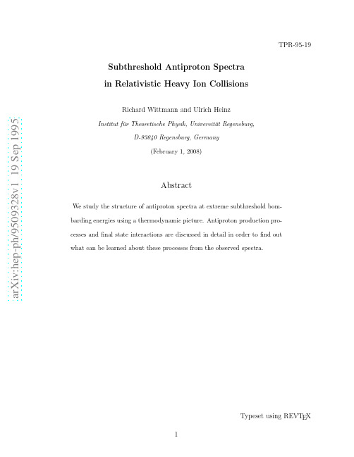 Subthreshold Antiproton Spectra in Relativistic Heavy Ion Collisions