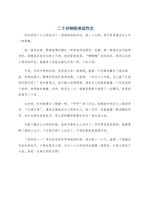 二十分钟的考试作文
