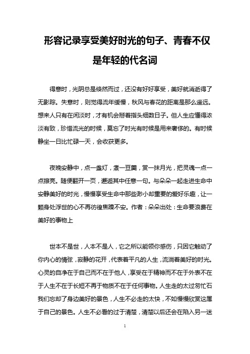 形容记录享受美好时光的句子、青春不仅是年轻的代名词