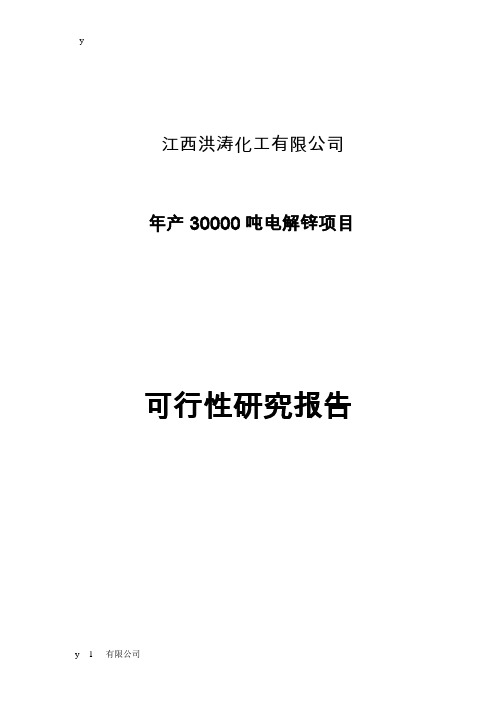 年产3万吨电解锌生产项目谋划建议书