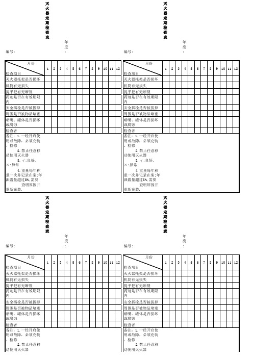 灭火器定期检查表