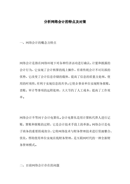 分析网络会计的特点及对策
