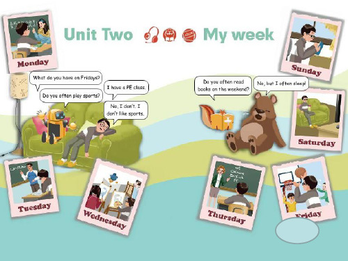 人教版PEP英语五年级上册Unit2 My week Part c课件