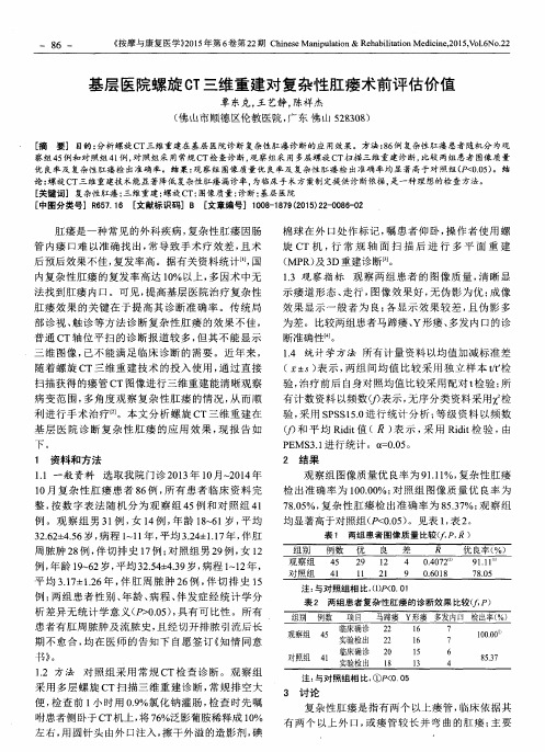 基层医院螺旋CT三维重建对复杂性肛瘘术前评估价值