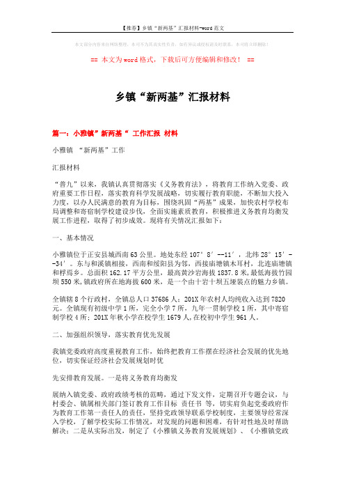 【推荐】乡镇“新两基”汇报材料-word范文 (8页)