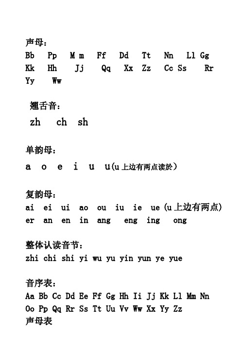 汉语拼音字母表_完整版_可A4打印