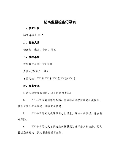 消防监督检查记录表