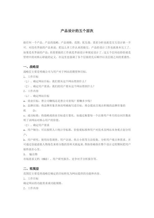产品设计中的 五个层次