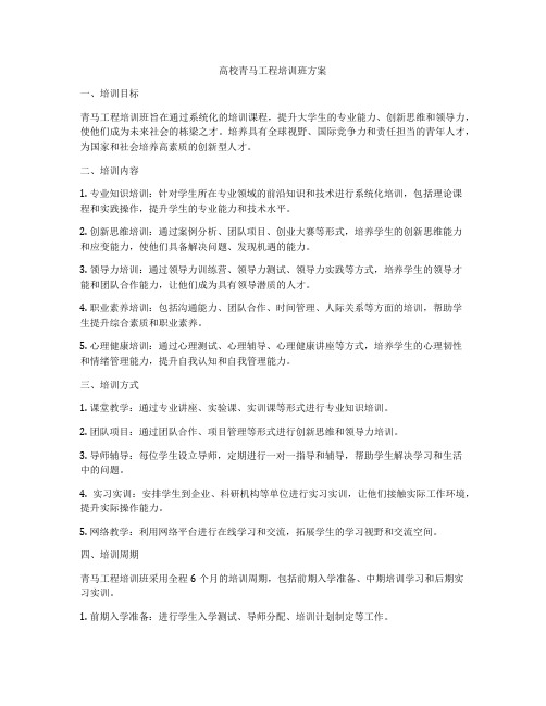 高校青马工程培训班方案