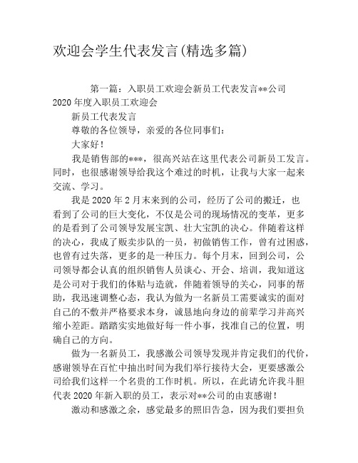欢迎会学生代表发言(精选多篇)