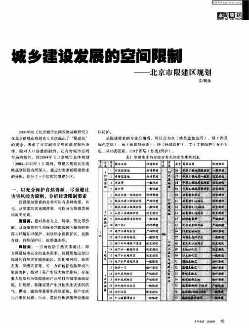 城乡建设发展的空间限制——北京市限建区规划