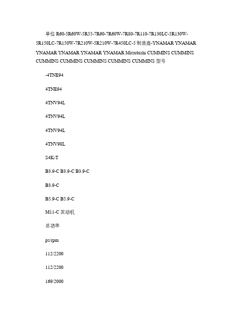 北京现代挖掘机主要参数(精)