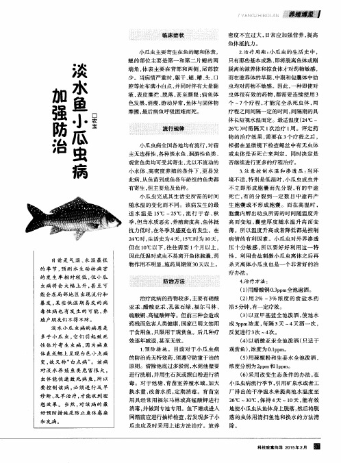 加强防治淡水鱼小瓜虫病
