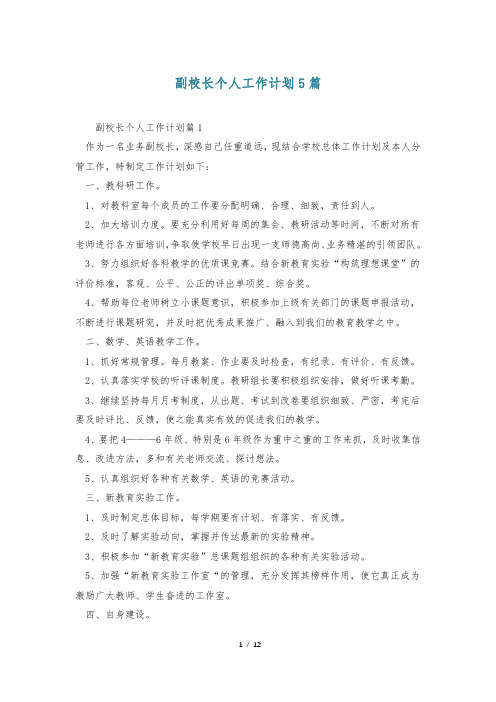 副校长个人工作计划5篇