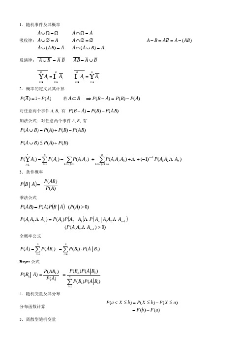 概率论考试必记公式